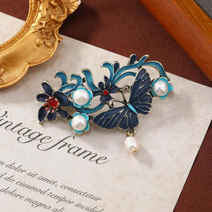 Muylinda Freshwater Pearls Enamel Brooch Peacock Butterfly Brooches