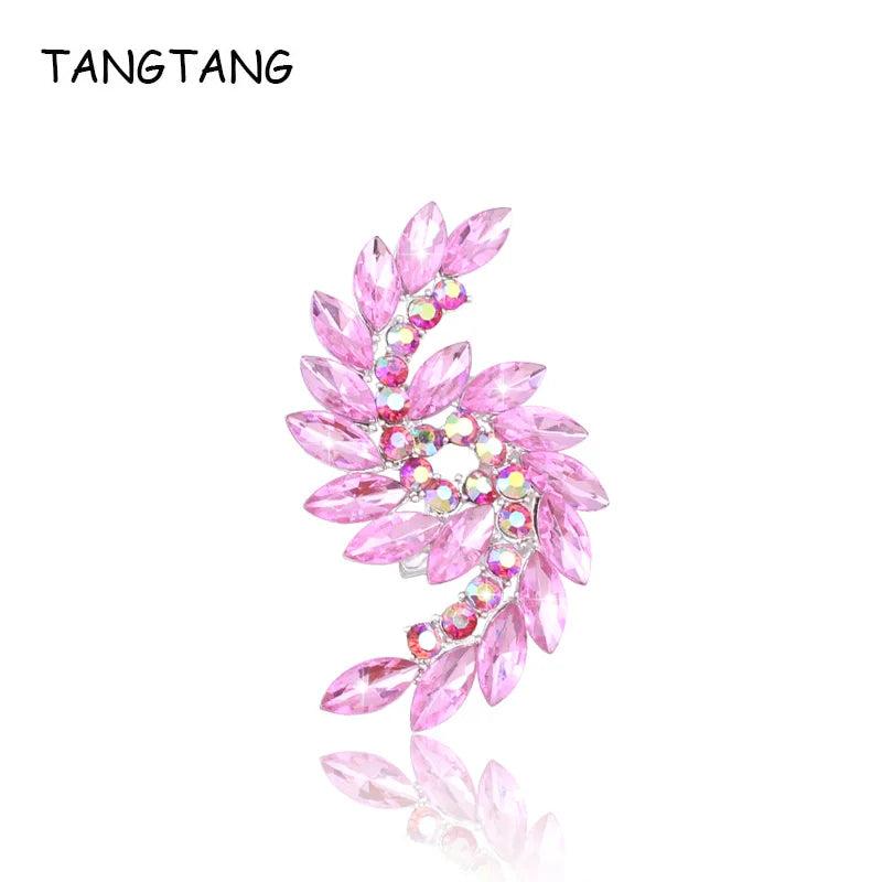Crystal Pink/Blue Brooch Pin for Women
