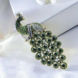 Green Crystal Zircon Peacock Brooch Pin for Women