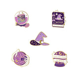 Enamel Pin Witch Cats Skull Brooches Punk Badges Gift for Jewelry