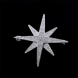 Wedding Corsage Star Brooches Pins CZ Gold-Plated Brooch