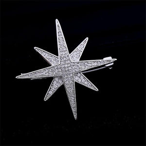 Wedding Corsage Star Brooches Pins CZ Gold-Plated Brooch