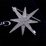 Wedding Corsage Star Brooches Pins CZ Gold-Plated Brooch