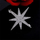 Wedding Corsage Star Brooches Pins CZ Gold-Plated Brooch