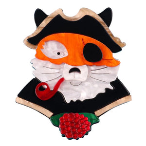 FishSheep Pirate Tobacco Pipe Dog Cat Acrylic Brooch for Women