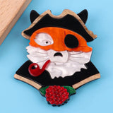 FishSheep Pirate Tobacco Pipe Dog Cat Acrylic Brooch for Women
