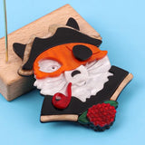 FishSheep Pirate Tobacco Pipe Dog Cat Acrylic Brooch for Women