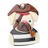 FishSheep Pirate Tobacco Pipe Dog Cat Acrylic Brooch for Women