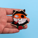 FishSheep Pirate Tobacco Pipe Dog Cat Acrylic Brooch for Women