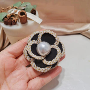Camellia Brooch Leather Chain Women's Jewelry