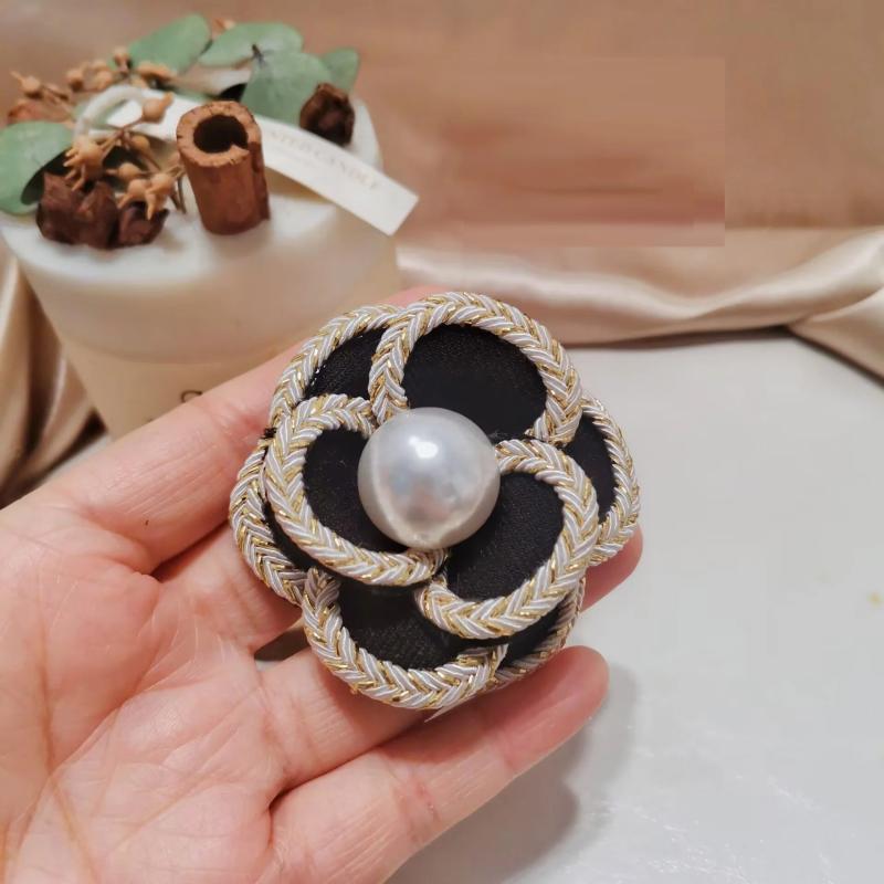 Camellia Brooch Leather Chain Women's Jewelry