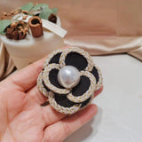 Camellia Brooch Leather Chain Women's Jewelry