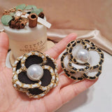 Camellia Brooch Leather Chain Women's Jewelry