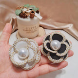 Camellia Brooch Leather Chain Women's Jewelry