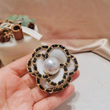 Camellia Brooch Leather Chain Women's Jewelry