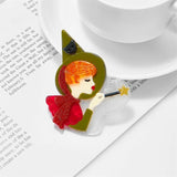 Magic Wand Girl Brooches Pins Acrylic Cartoon Lovely Figure Lapel Badges