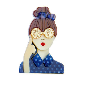 Lady Shape Acrylic Brooch for Women