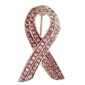 Pink Crystal Bowknot Brooch Breast Cancer Awareness Pin Jewelry