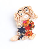 Resin Flower Dog Brooch for Women Girl Animal Pins