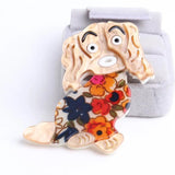 Resin Flower Dog Brooch for Women Girl Animal Pins