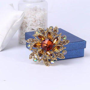 Vintage Crystal Flower Brooch Wedding Party Pin Corsage