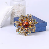 Vintage Crystal Flower Brooch Wedding Party Pin Corsage