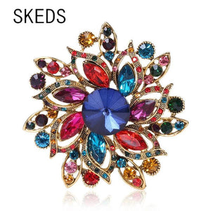 Vintage Crystal Flower Brooch Wedding Party Pin Corsage