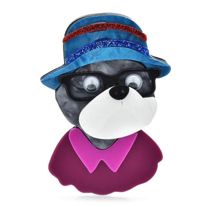 Acrylic Dog Brooches 2-color Wear Hat Glasses Pets Party Office Pin