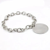 Engravable Charm Pendant Women Chain Link Bracelet with Laser Logo