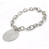 Engravable Charm Pendant Women Chain Link Bracelet with Laser Logo