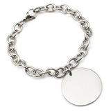 Engravable Charm Pendant Women Chain Link Bracelet with Laser Logo