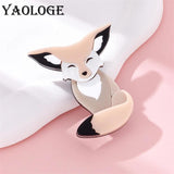 Acrylic Cartoon Khaki Fox Brooches For Women Men