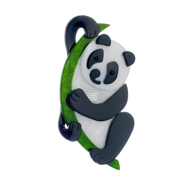 Bamboo Panda Brooch for Women Kids Acrylic Cartoon Animal Pins Badges