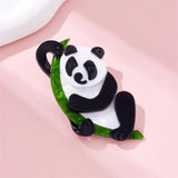 Bamboo Panda Brooch for Women Kids Acrylic Cartoon Animal Pins Badges