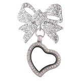 Heart Locket Pendant Brooch Glass Memory Relicario Jewelry
