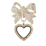 Heart Locket Pendant Brooch Glass Memory Relicario Jewelry