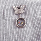 Heart Locket Pendant Brooch Glass Memory Relicario Jewelry