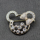 Crystal Hollow Mickey and Minnie Bow Brooch Costume Jewelry