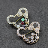 Crystal Hollow Mickey and Minnie Bow Brooch Costume Jewelry