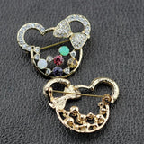 Crystal Hollow Mickey and Minnie Bow Brooch Costume Jewelry