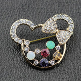 Crystal Hollow Mickey and Minnie Bow Brooch Costume Jewelry