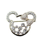 Crystal Hollow Mickey and Minnie Bow Brooch Costume Jewelry