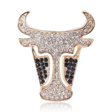 Rhinester Bull Head Brooch Pendant Dual Use Clothing Accessories