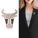 Rhinester Bull Head Brooch Pendant Dual Use Clothing Accessories