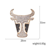 Rhinester Bull Head Brooch Pendant Dual Use Clothing Accessories