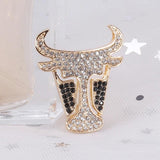 Rhinester Bull Head Brooch Pendant Dual Use Clothing Accessories