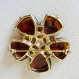 Brown Flowers Petal Brooches Glass Stones Vintage Accessories
