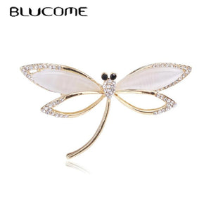 Opal Dragonfly Brooch Alloy Insect Pin Women's Coat Sweater Accessory