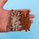 Red Eyes Cat Acrylic Brooch Pin for Women's Clothing