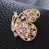 Pink Butterfly Brooch Pins for Women Girls CZ Wedding Bro